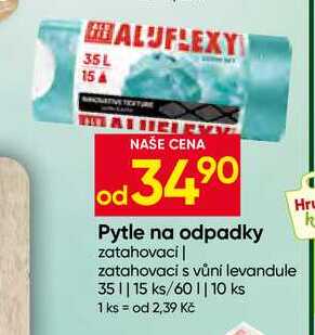 Pytle na odpadky zatahovací s vůní levandule 35l 15 ks
