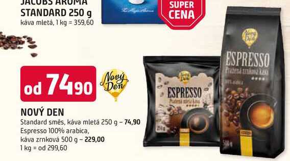 NOVÝ DEN Standard směs, káva mletá 250 g