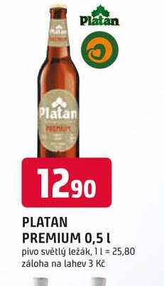 PLATAN PREMIUM 0,5l pivo světlý ležák