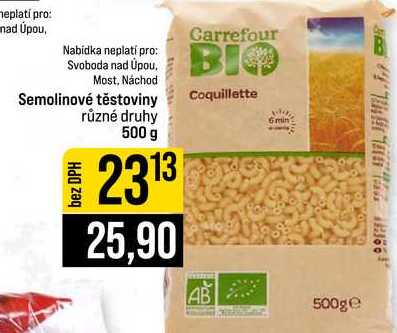 Semolinové těstoviny různé druhy 500 g