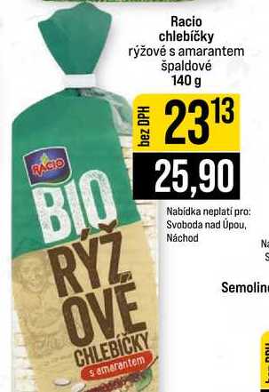 Racio chlebíčky rýžové s amarantem špaldové 140 g