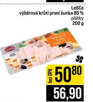 Le&Co výběrová krůtí prsní šunka 85% Krūti priol Sunda plátky 200 g