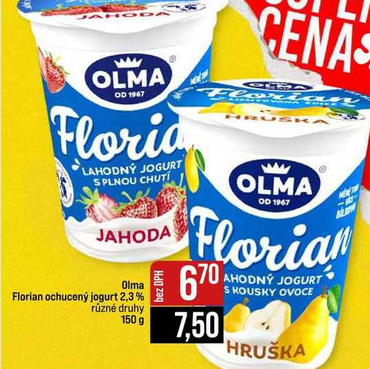 Olma Florian ochucený jogurt 2,3% různé druhy 150 g 