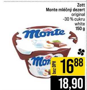 Zott Monte mléčný dezert Monte original -30% cukru white 150 g