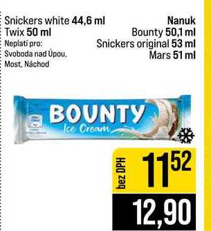 Nanuk Bounty 50,1 ml Snickers original 53 ml Mars 51 ml 