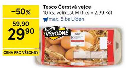 Tesco Čerstvá vejce, 10 ks, velikost M 