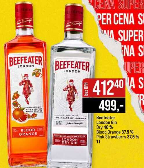 Beefeater London Gin Dry 40% Blood Orange 37,5% Pink Strawberry 37,5% 1l