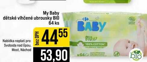 My Baby dětské vlhčené ubrousky BIO 64 ks
