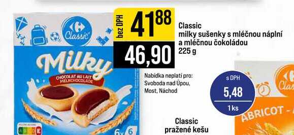 Classic milky sušenky s mléčnou náplní a mléčnou čokoládou 225 g