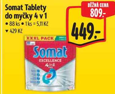 Somat Tablety do myčky 4 v 1, 88 ks