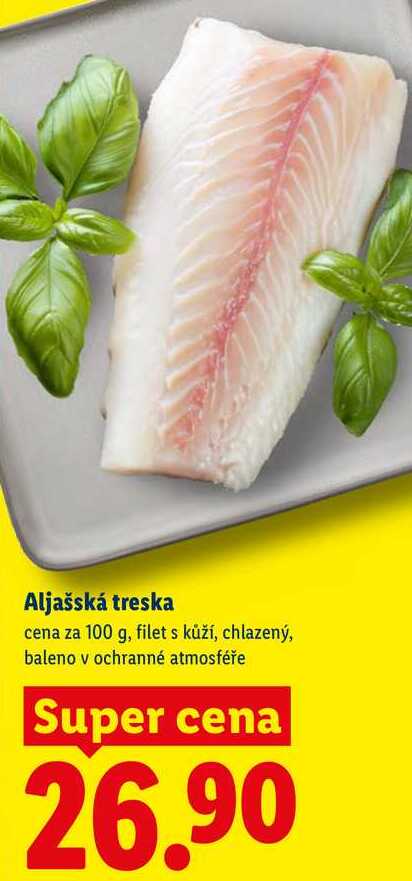 Aljašská treska, cena za 100 g, filet s kůží
