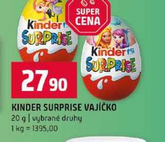 KINDER SURPRISE VAJÍČKO 20 g vybrané druhy 