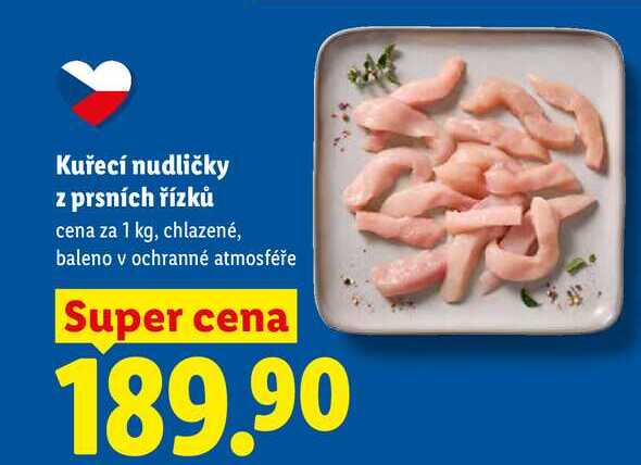 Kuřecí nudličky z prsních řízků, cena za 1 kg, chlazené