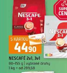 NESCAFÉ 2v1, 3v1 80-155 g vybrané druhy