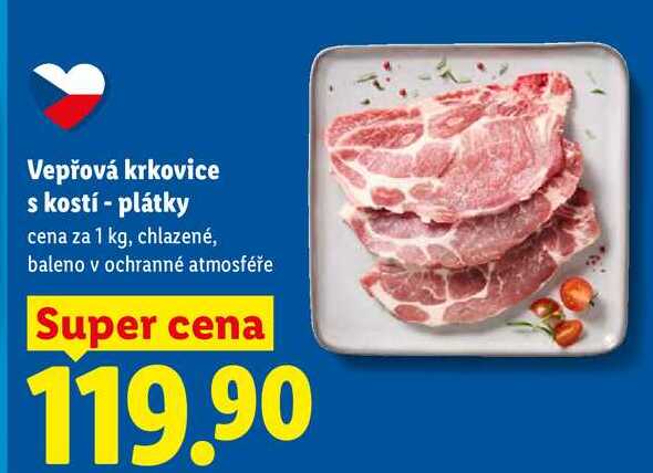 Vepřová krkovice s kostí - plátky, cena za 1 kg
