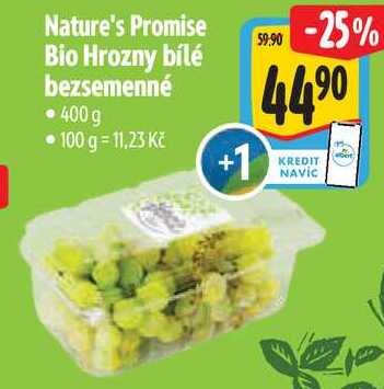 Nature's Promise Bio Hrozny bílé bezsemenné, 400 g