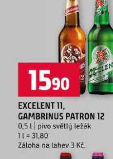 EXCELENT GAMBRINUS PATRON 12 0,5l pivo světlý ležák