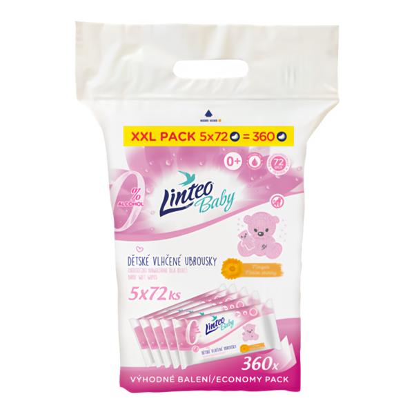 Linteo Baby Dětské vlhčené ubrousky s měsíčkem lékařským XXL Pack 5x72ks