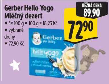 Gerber Hello Yogo Mléčný dezert, 4x 100 g