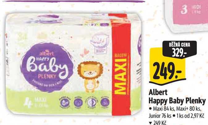 Albert Happy Baby Plenky, Maxi 84 ks, Maxi+ 80 ks, Junior 76 ks