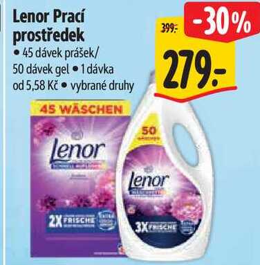 Lenor Prací prostředek, 45 dávek prášek/50 dávek gel