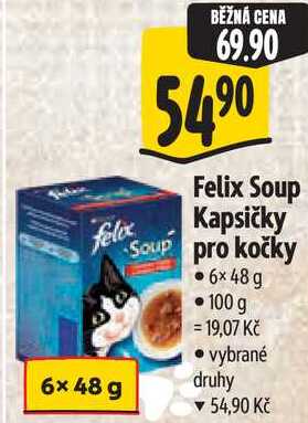 Felix Soup Kapsičky Soup pro kočky, 6x 48 g