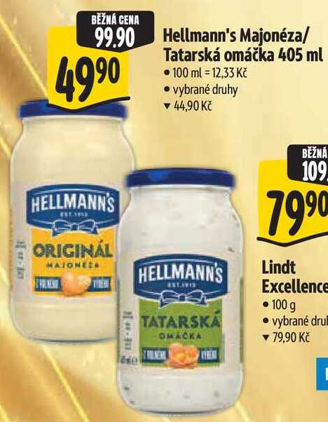 Hellmann's Majonéza/Tatarská omáčka, 405 ml