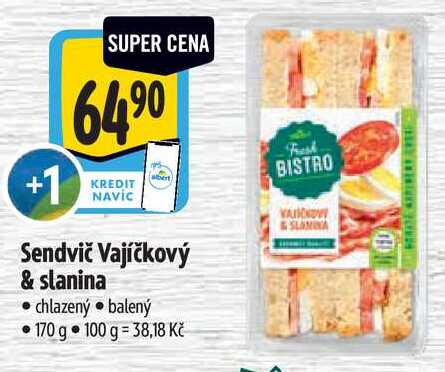 Sendvič Vajíčkový & slanina, 170 g