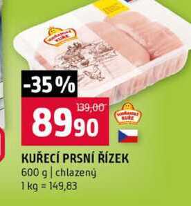 KUŘECÍ PRSNÍ ŘÍZEK 600 g chlazený