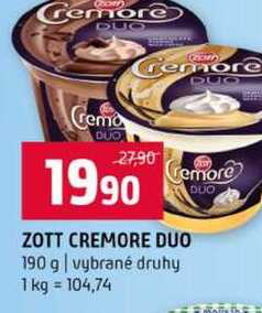 ZOTT CREMORE DUO 190 g vybrané druhy