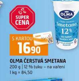 OLMA ČERSTVÁ SMETANA 200 g 12 % tuku na vařeni 
