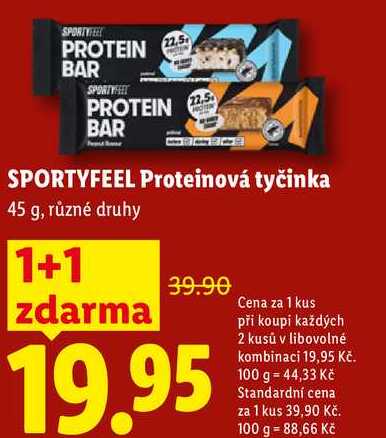 SPORTYFEEL Proteinová tyčinka, 45 g