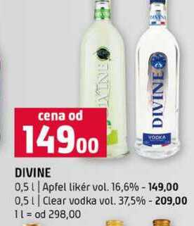 DIVINE 0,5l Apfel likér vol. 16,6% 0,5l Clear vodka vol. 37,5%