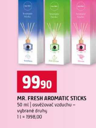 MR. FRESH AROMATIC STICKS 50 ml osvěžovač vzduchu vybrané druhy