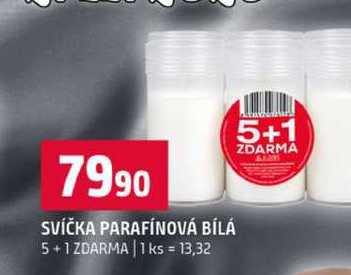 SVÍČKA PARAFÍNOVÁ BÍLÁ 5+1 ZDARMA 