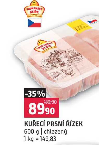 KUŘECÍ PRSNÍ ŘÍZEK 600 g chlazený 