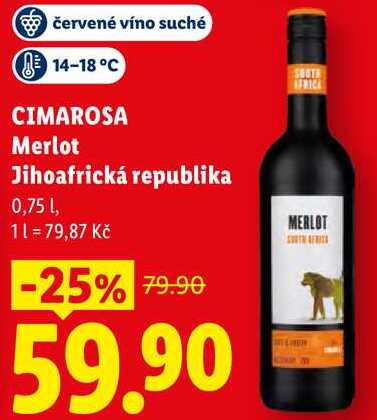 CIMAROSA Merlot Jihoafrická republika, 0,75 l 