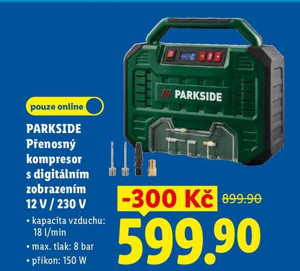 PARKSIDE Přenosný kompresor s digitálním zobrazením 12 V/230 V  