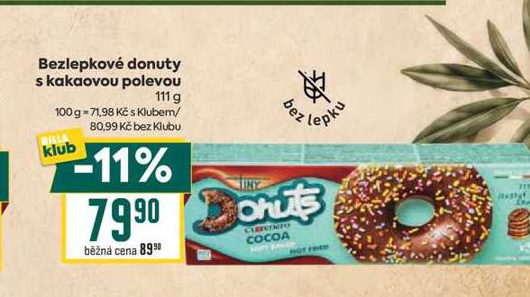 Bezlepkové donuty s kakaovou polevou 111 g