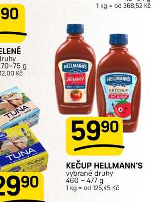 KEČUP HELLMANN'S vybrané druhy 460-477 g