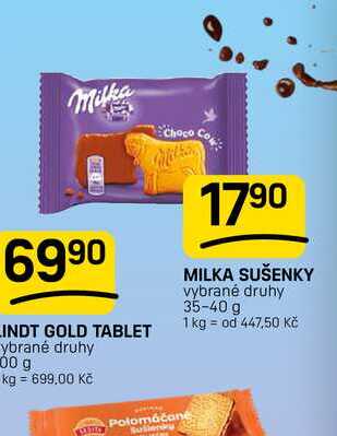 MILKA SUŠENKY vybrané druhy 35-40 g