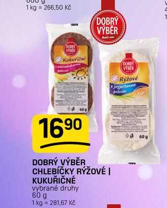 DOBRÝ VÝBĚR CHLEBÍČKY RÝŽOVÉ | KUKUŘIČNÉ vybrané druhy 60 g