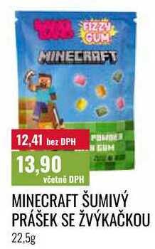 MINECRAFT ŠUMIVÝ PRÁŠEK SE ŽVÝKAČKOU 22,5g 