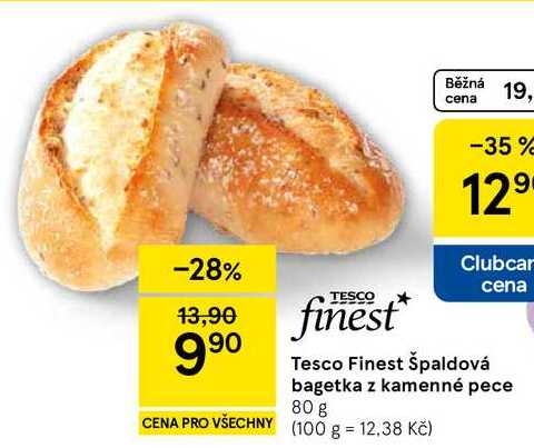 Tesco Finest Špaldová cena bagetka z kamenné pece, 80 g