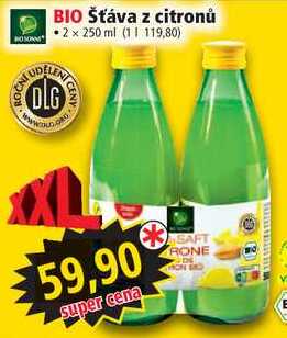 BIO Šťáva z citronů, 2x 250 ml