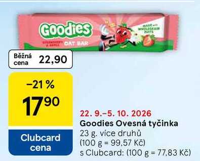 Goodies Ovesná tyčinka, 23 g
