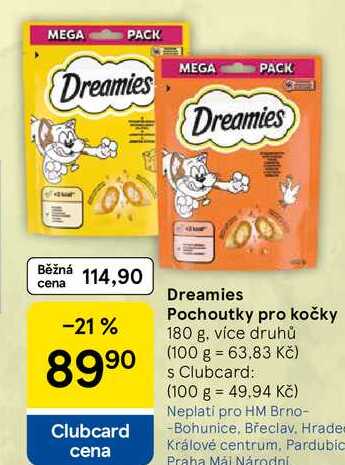 Dreamies Pochoutky pro kočky, 180 g, více druhů