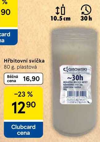 Hřbitovní svíčka, 80 g, plastová