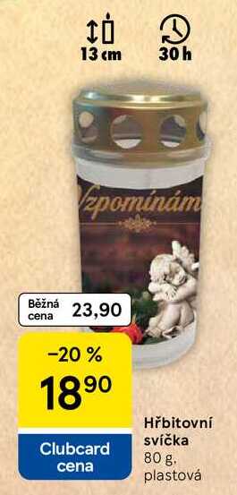 Hřbitovní svíčka, 80 g. plastová