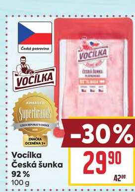 Vocilka Česká šunka 92% 100 g